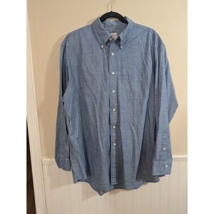 Brooks Brothers Madison Mens XL Blue Anchor Print Cotton Button Down Shirt